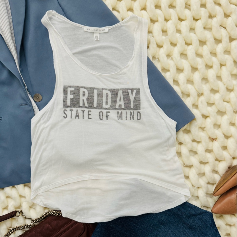 Victoria's Secret White and Gray Tank Top